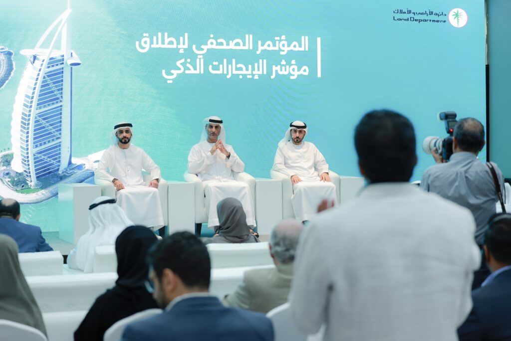 Left to Right: Khalid Al Shaibani, Majid Al Marri & Yehya Badawi, Manager of Rental Registration Assurance Section at a press conference | Courtesy: Supplied